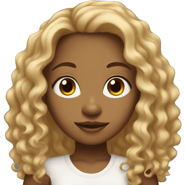 Light brown skin girl with long curly black hair  emoji