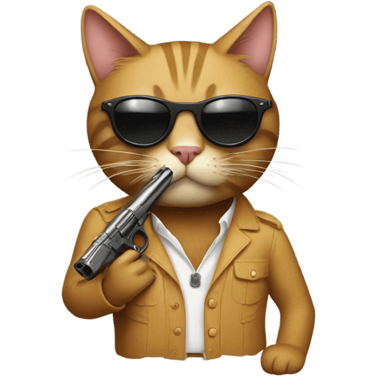 Cat with cigar and sunglasses with gun  emoji