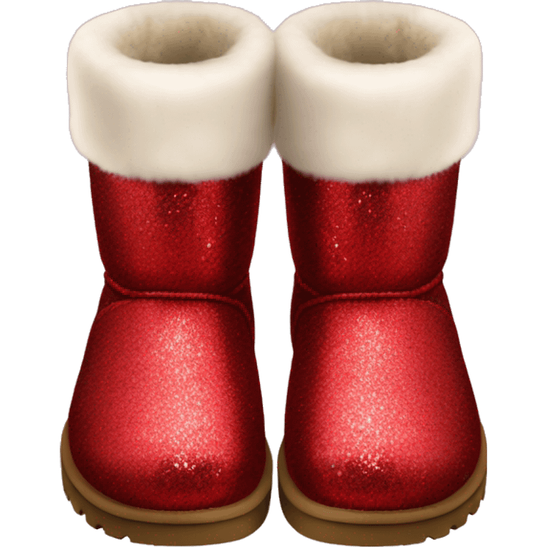 Realistic red Sparkle glitter and fur Ugg boots. emoji