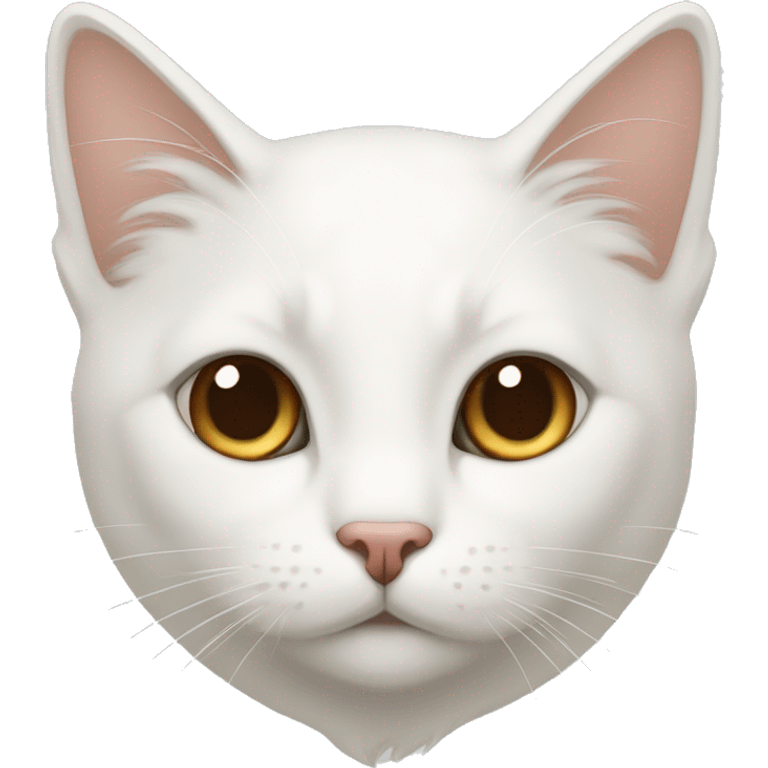 A pure and beautiful white cat has clearly distinguishable brown spots on its head emoji