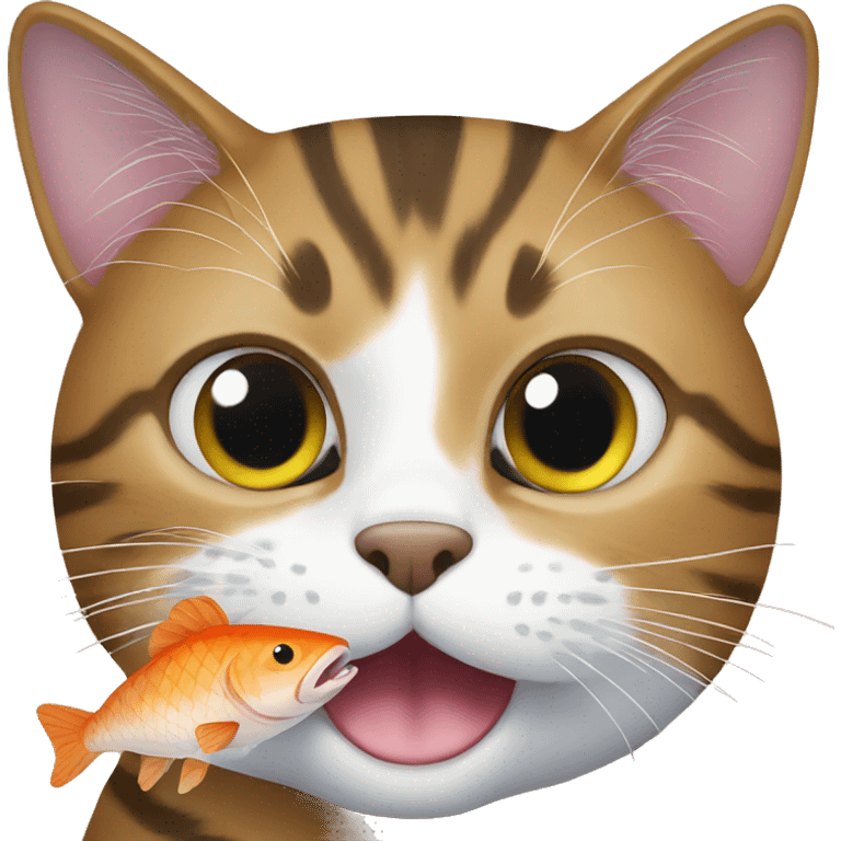 cat eats a fish emoji