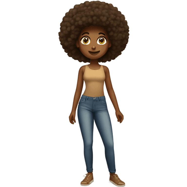 Tan girl with Afro posing full body emoji