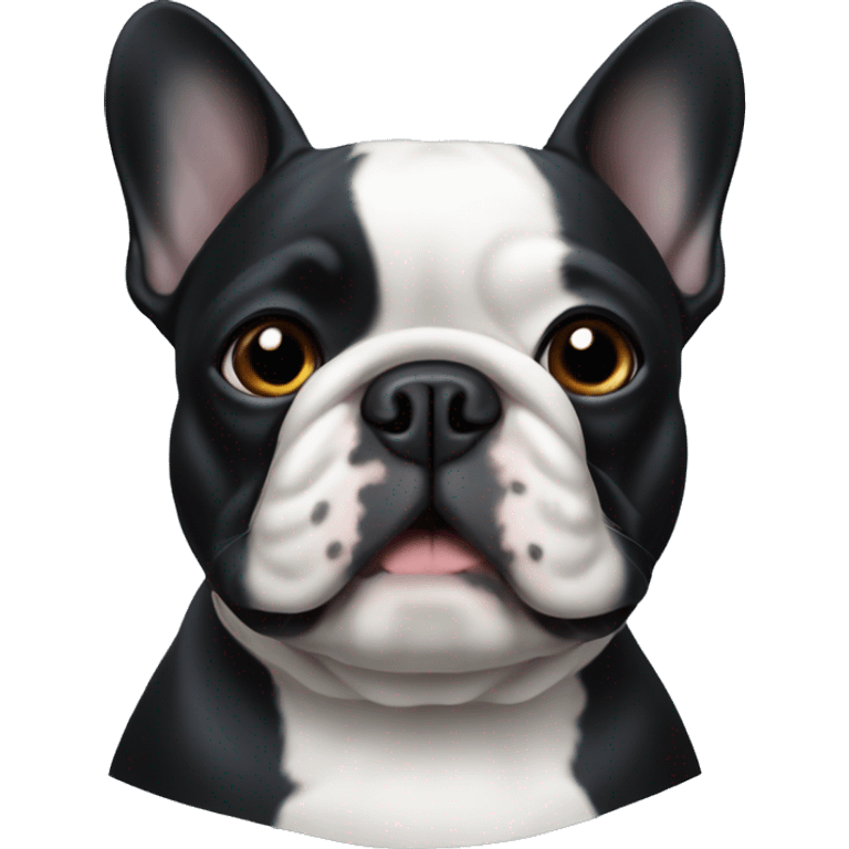 An all-black French bulldog with a white breast emoji