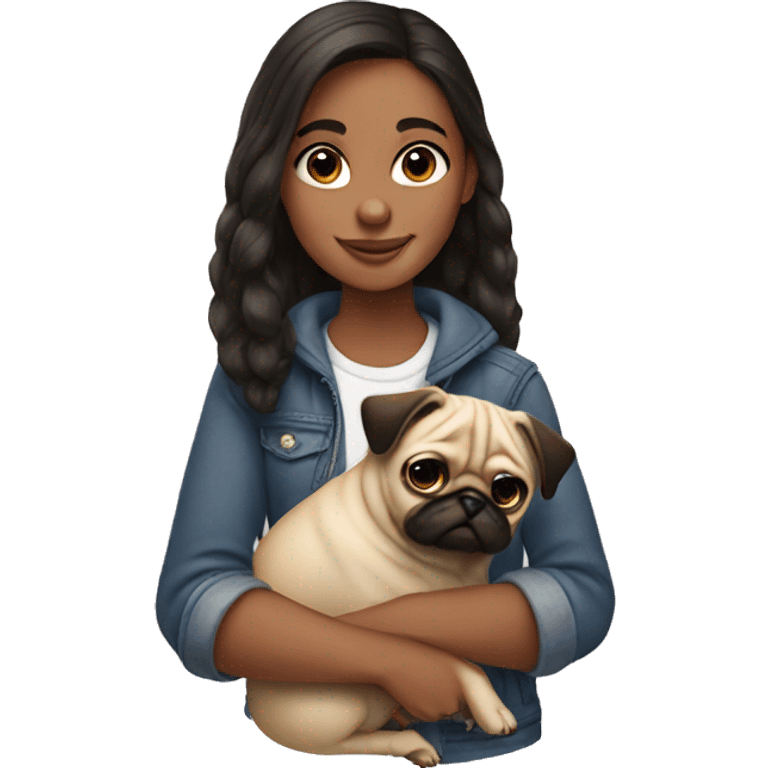 girl holding pug  emoji