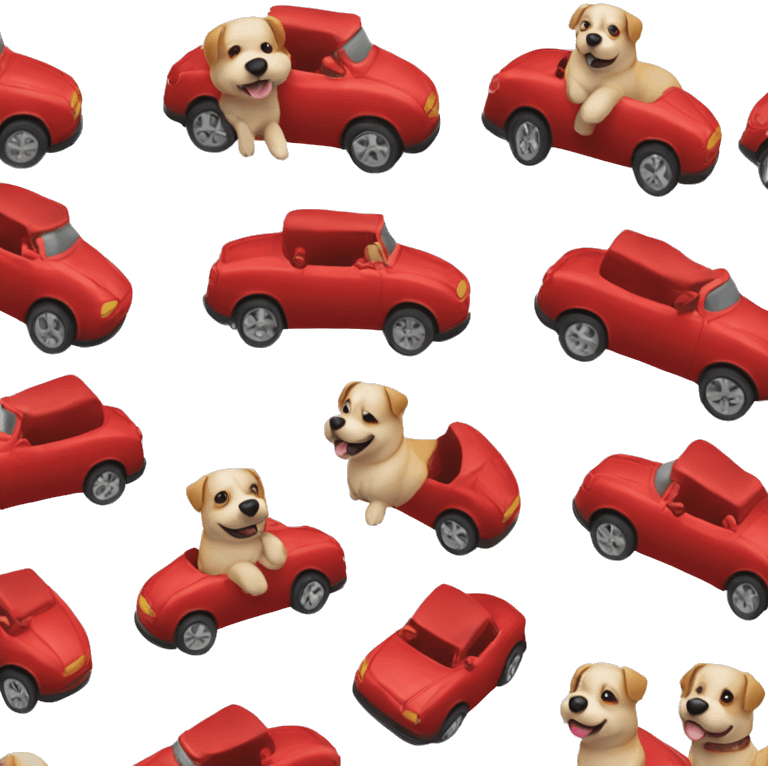 Dog driving a red car emoji