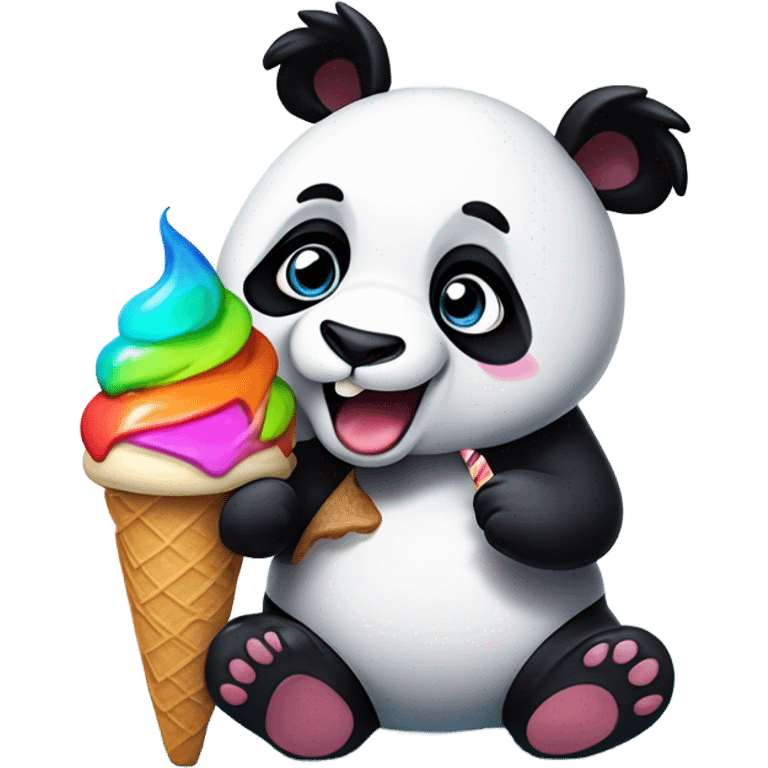 Panda eating ice cream emoji