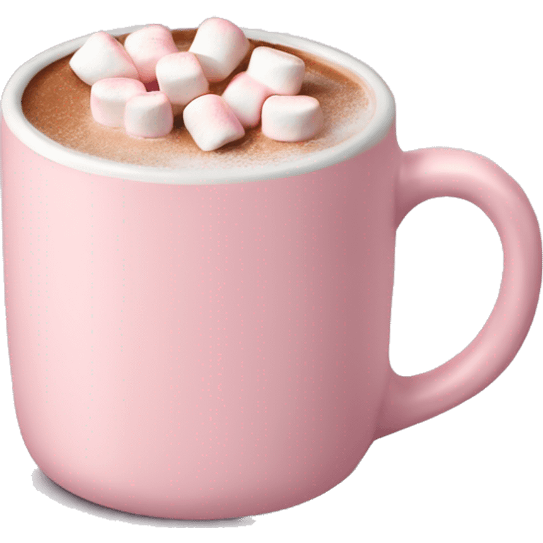 Light Pink mug of hot chocolate with marshmallows  emoji