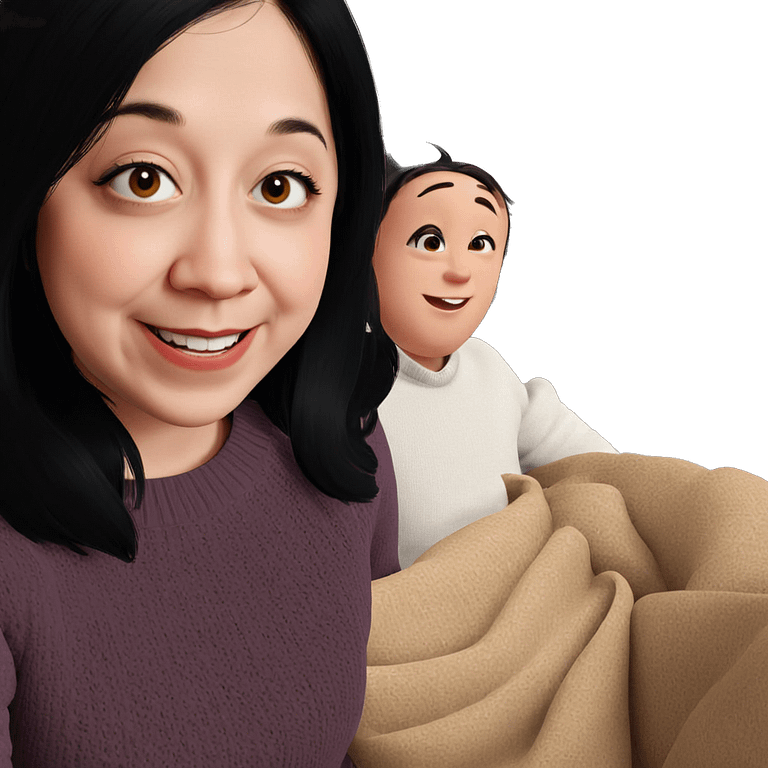 smiling girl in cozy sweater emoji