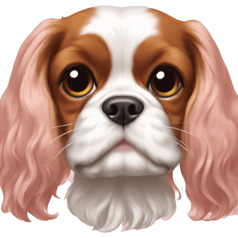 Light pink bow on Cavalier King Charles Spaniel  emoji