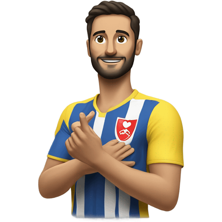 I'm honing a description of Arda Güler's goal celebration, noting his right hand on his chest and his left hand raised, mirroring the specified gesture. This aligns perfectly with known details. emoji