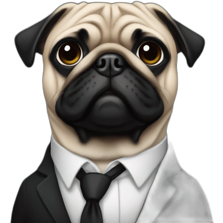 Pug with black suit emoji