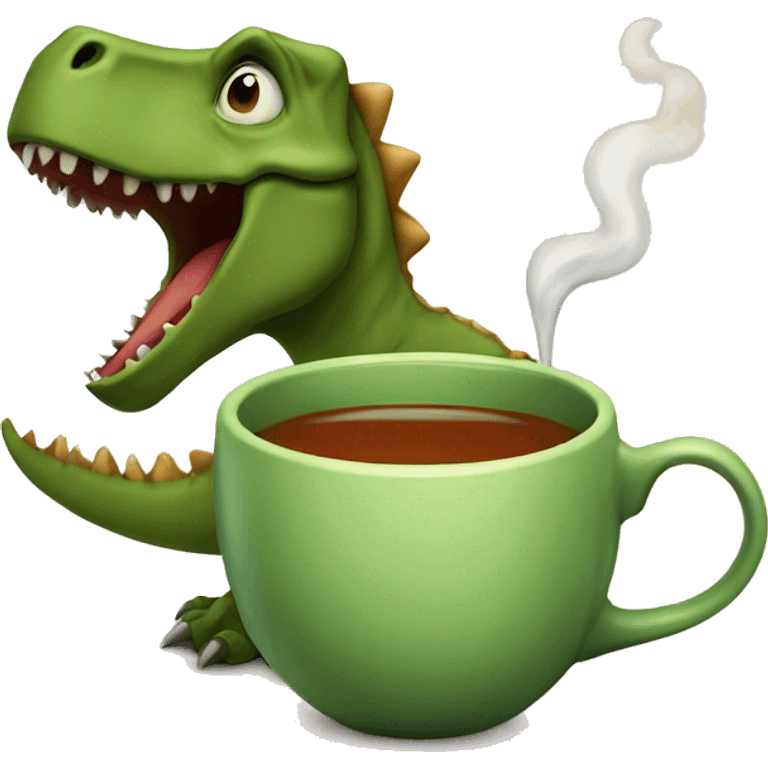 Tea drinking dinosaur emoji