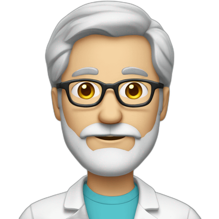 middle aged man with grey beard, doctor, shicky reading glasses emoji