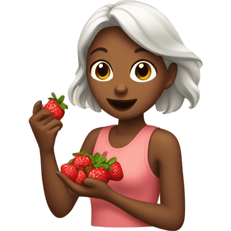 Tan girl eating berries  emoji