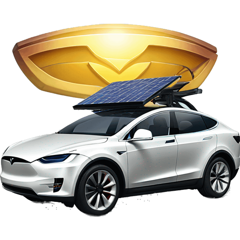 tesla with solar panel on the top of the car emoji