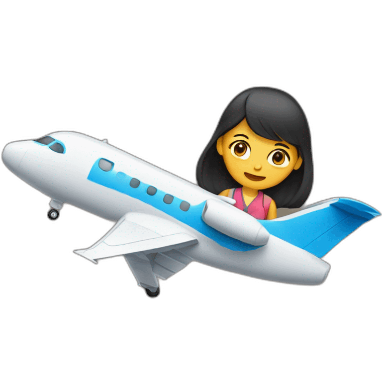 Mujer catira cargando con un avion emoji