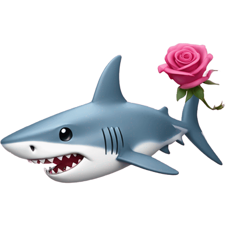 pink shark holding a rose emoji