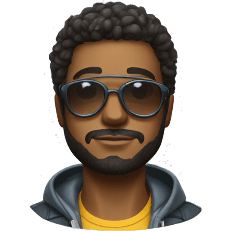 Emoji de chico con ropa de free fire y con unos lentes emoji