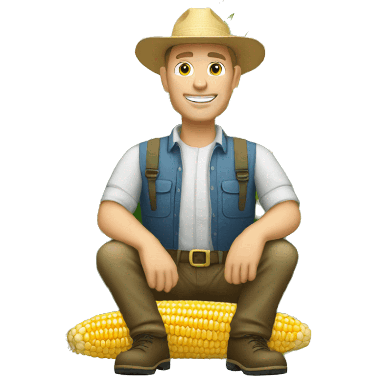 White Farmer Corn productor  emoji