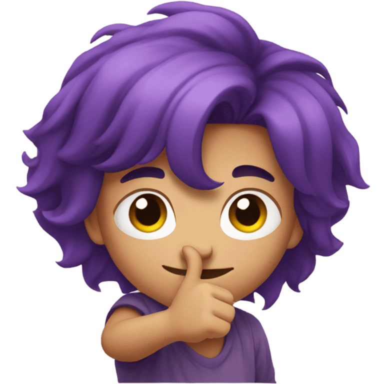 Boy with purple hair fist pumping emoji