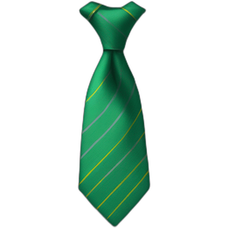 Green tie with grey and yellow lines emoji