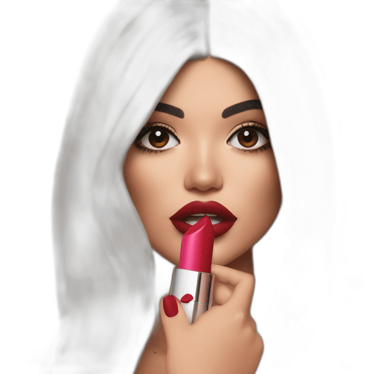 Kylie Jenner holding her lipstick lips emoji