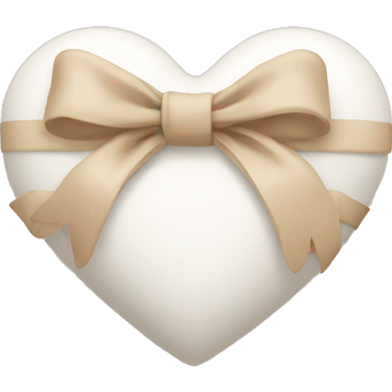 white heart with beige bow emoji