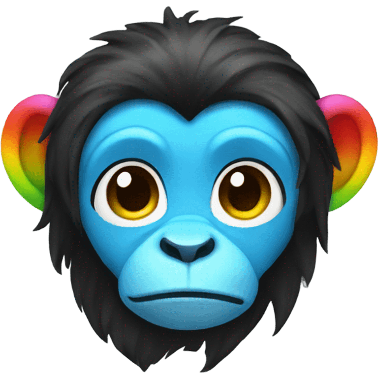 rainbow monkey with black hair emoji