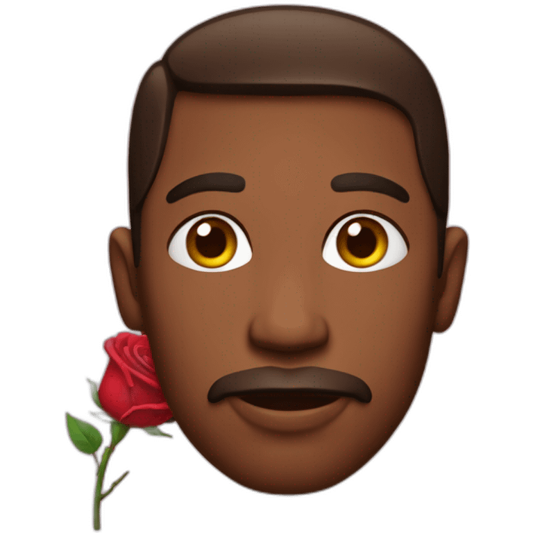 man with rose in his lips emoji