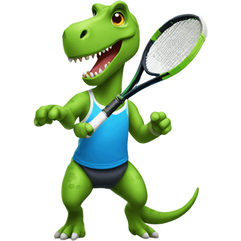 Tennis playing dinosaur emoji