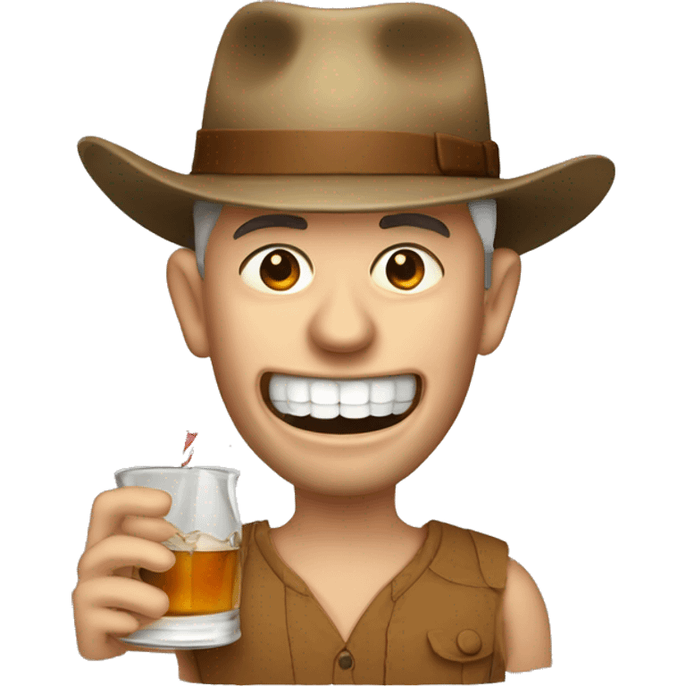 Man with missing teeth, whiskey jug and straw hat emoji