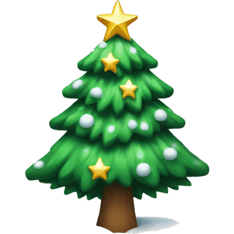 christmas tree with snow with star at top emoji