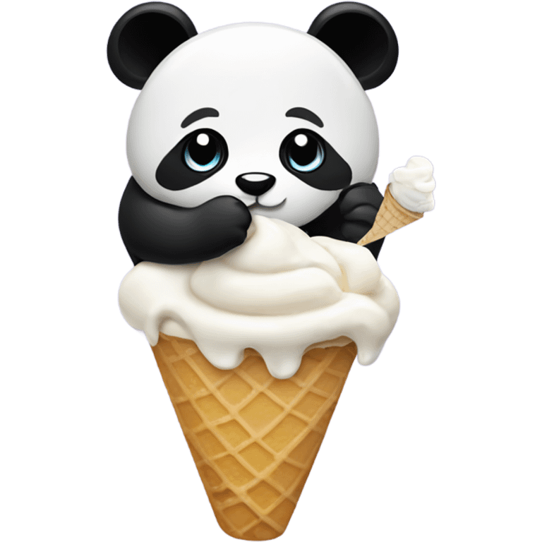 Panda eating ice cream emoji