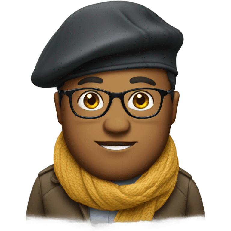 fat english teacher with scarf, beret, and glasses emoji