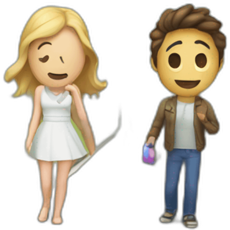 Google Assisant and Siri dating on a road emoji