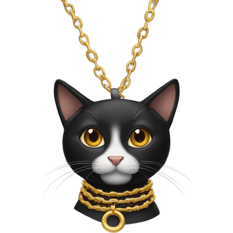 Black cat with a gold chain  emoji