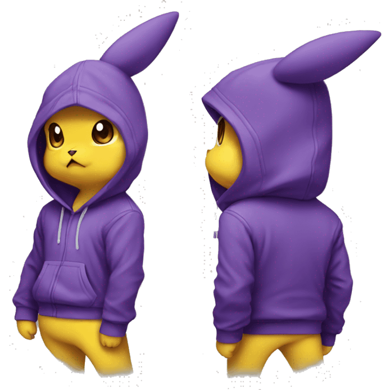 Angry pikachu wearing purple hoodie emoji