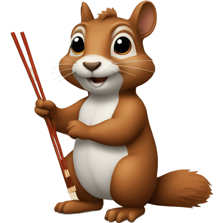 Squirrel with chopsticks in its paws  emoji