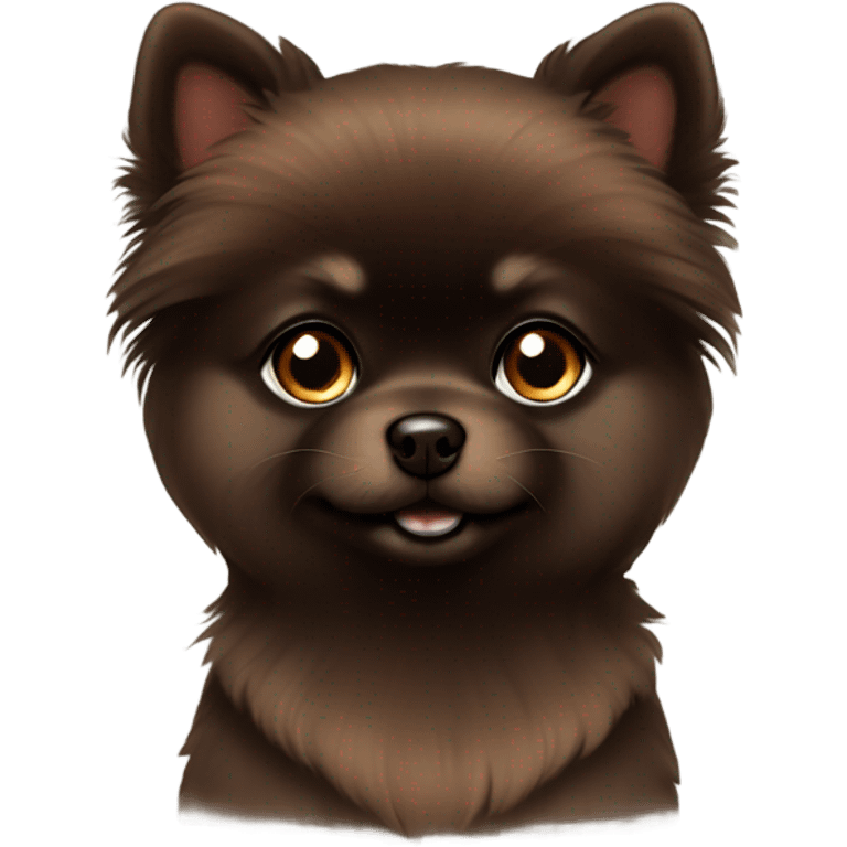 Soild Dark brown Pomeranian with short hair cute   emoji