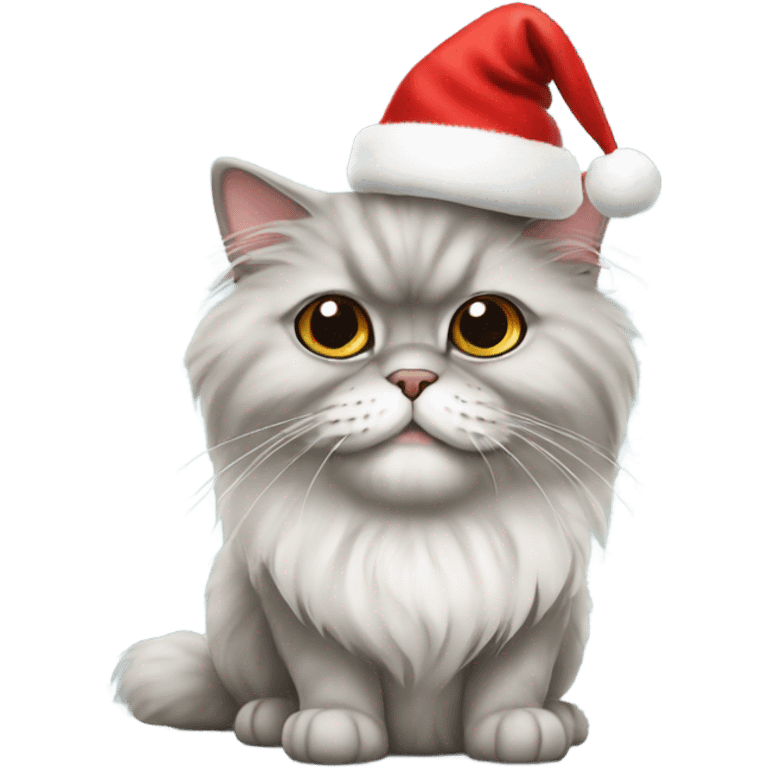 Persian cat wearing christmas hat emoji