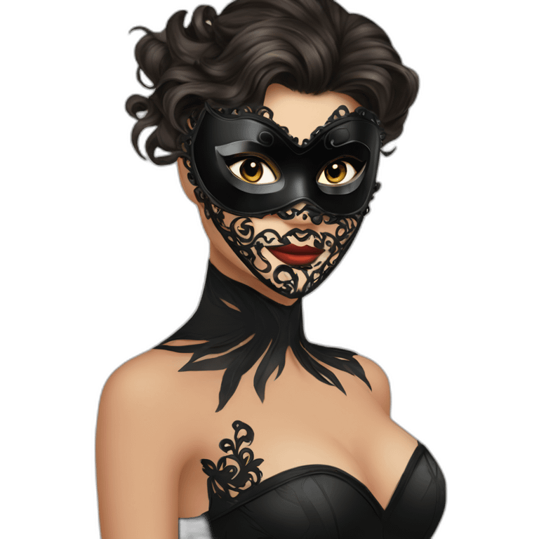 Masquerade beautiful brunette in a mask emoji