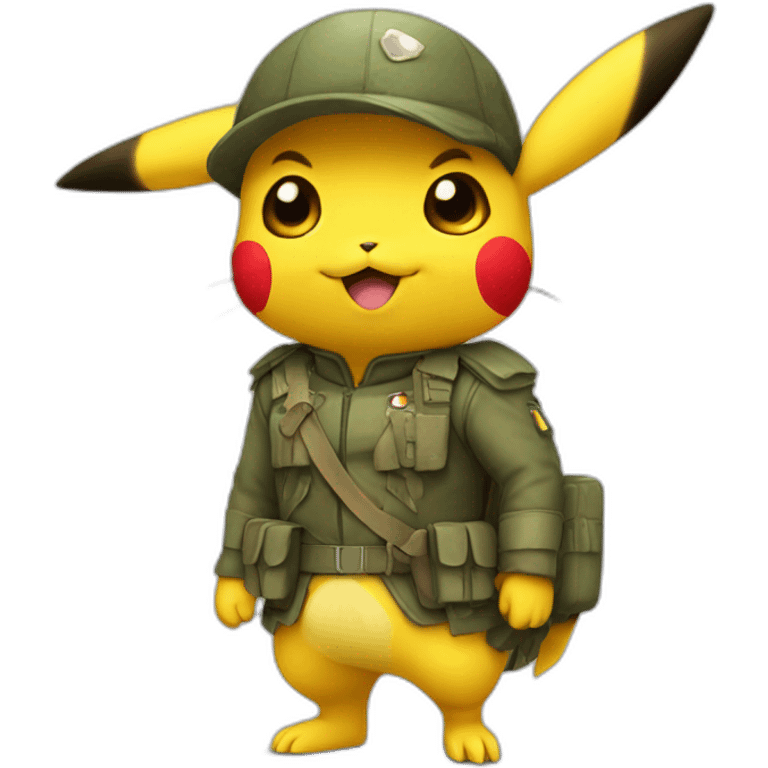 pikachu wearing soldier clothes emoji