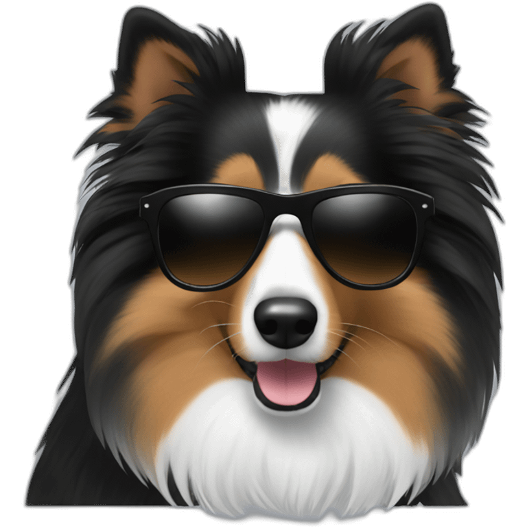 Black Sheltie with sunglasses emoji