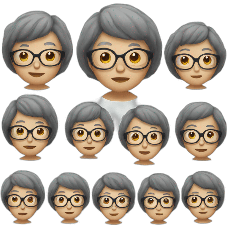 Old lady Vietnamese black hair glasses emoji