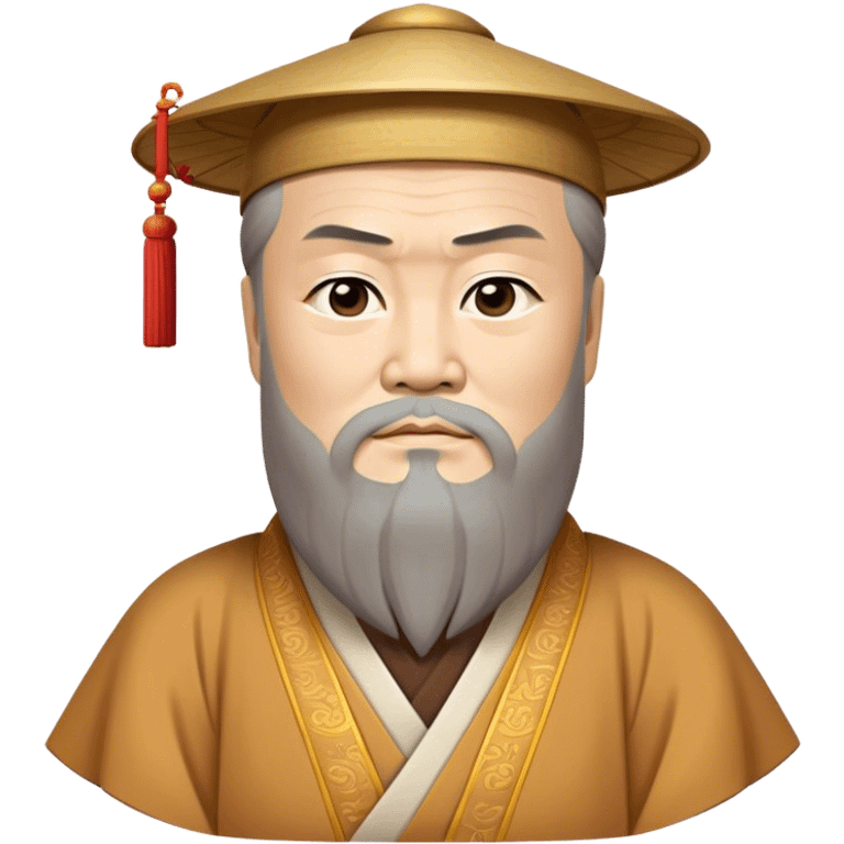 Cinematic Realistic Confucius Portrait Emoji, depicted as a wise ancient philosopher in traditional robes with a serene, contemplative expression, rendered with soft timeless textures and harmonious natural lighting that captures his enduring wisdom. emoji