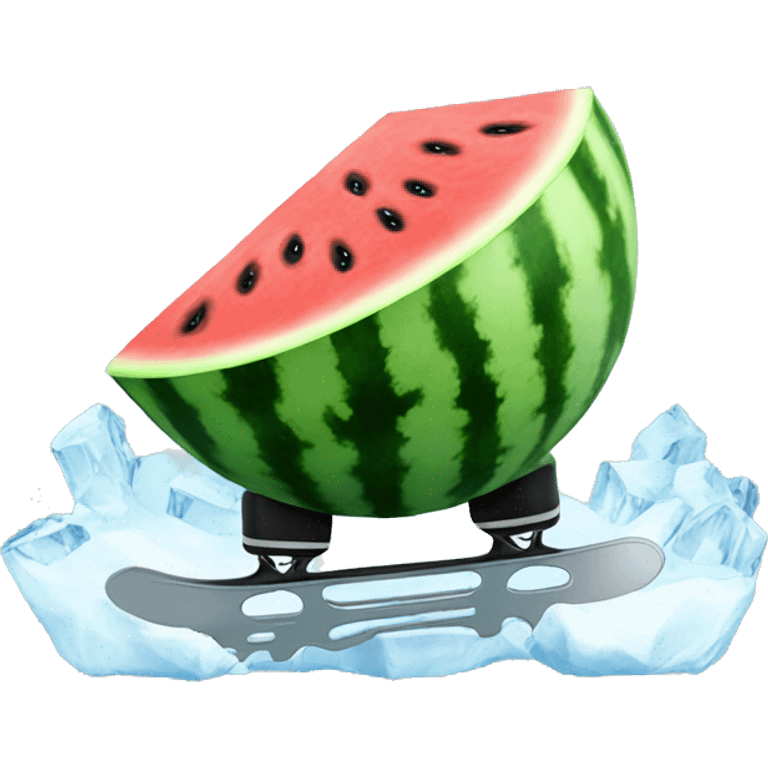 Watermelon with ice skates emoji