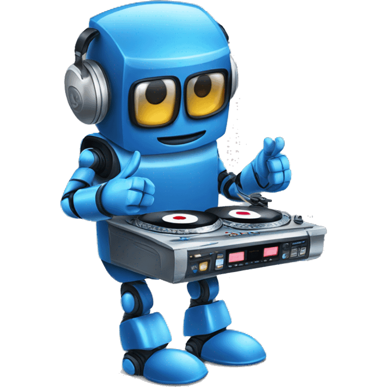 Blue robot who is a dj giving thumbs emoji