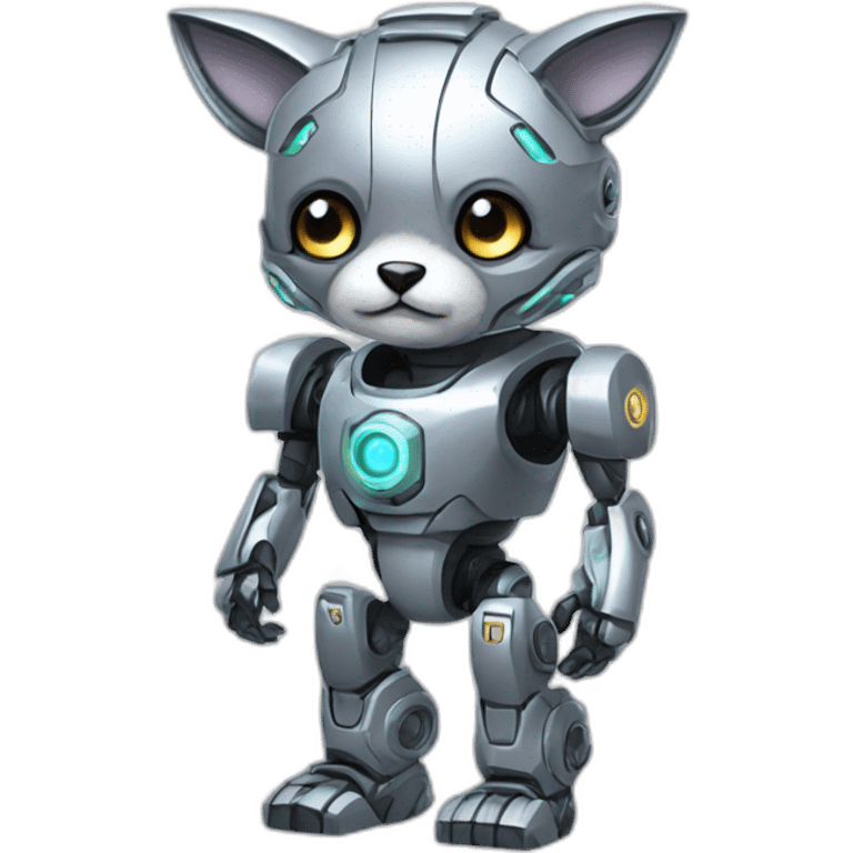 Cyber futuristic silver furry robot  emoji