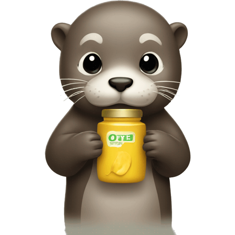 cute otter holding mustard bottle  emoji