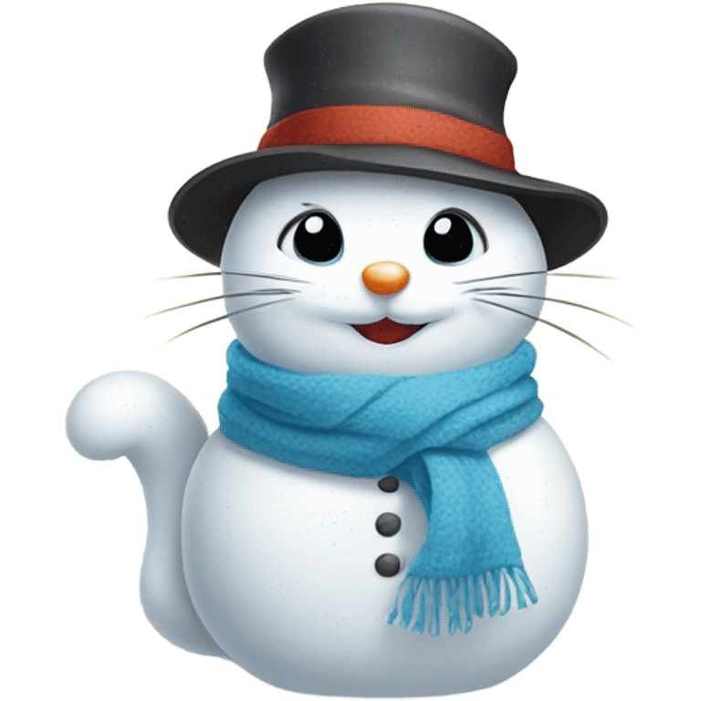 Snowman with a kitten on it’s shoulder  emoji